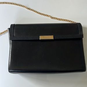 Salvatore Ferragamo Black Leather clutch bag w/aftermarket chain